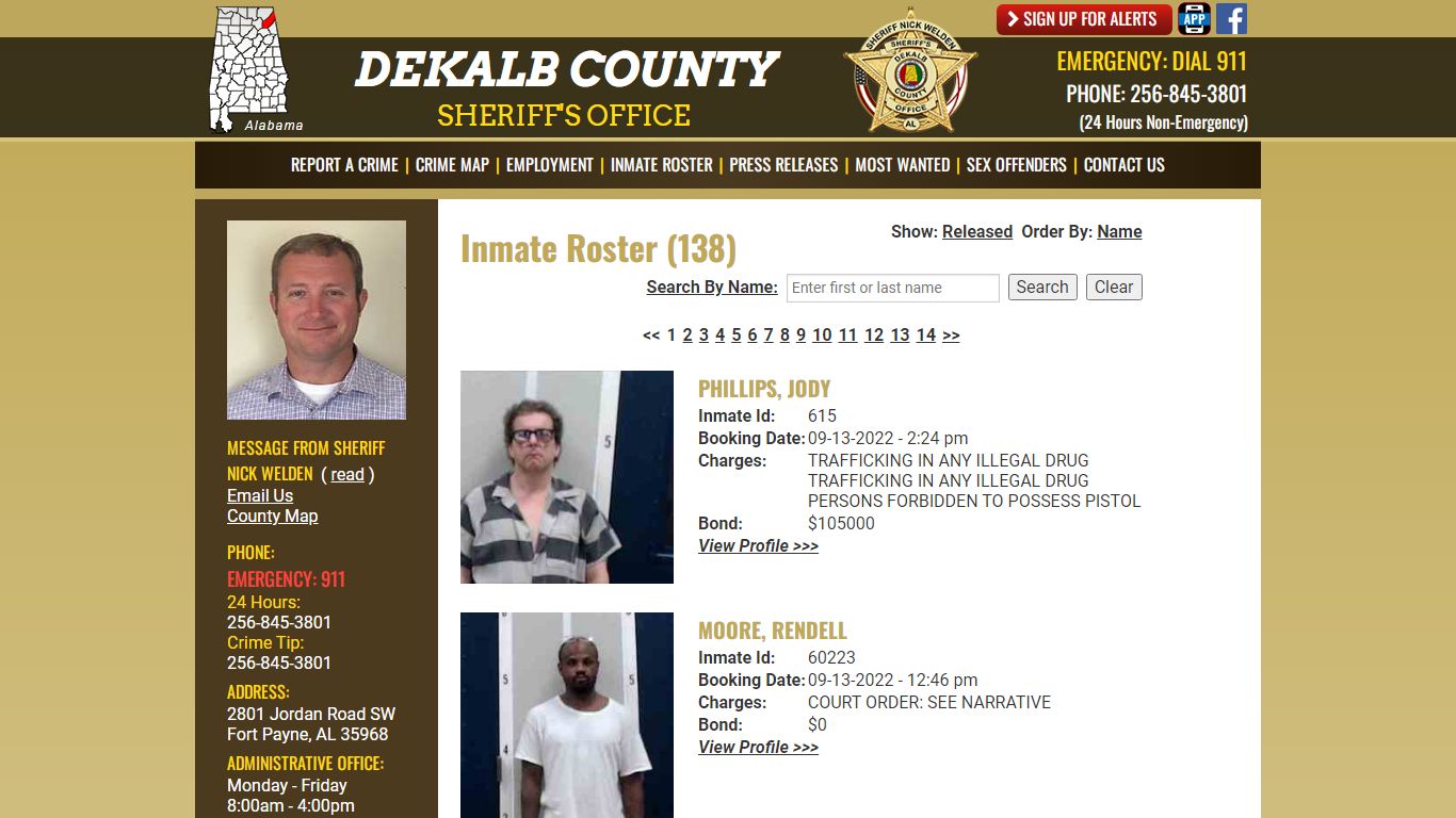 Inmate Roster - DeKalb County Sheriff's Office - Fort Payne, Alabama